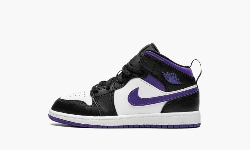 Nike Air Jordan 1 Mid PS \'Dark Iris\' Schoenen Kinderen Zwart Wit Nederland | 836942-BZO