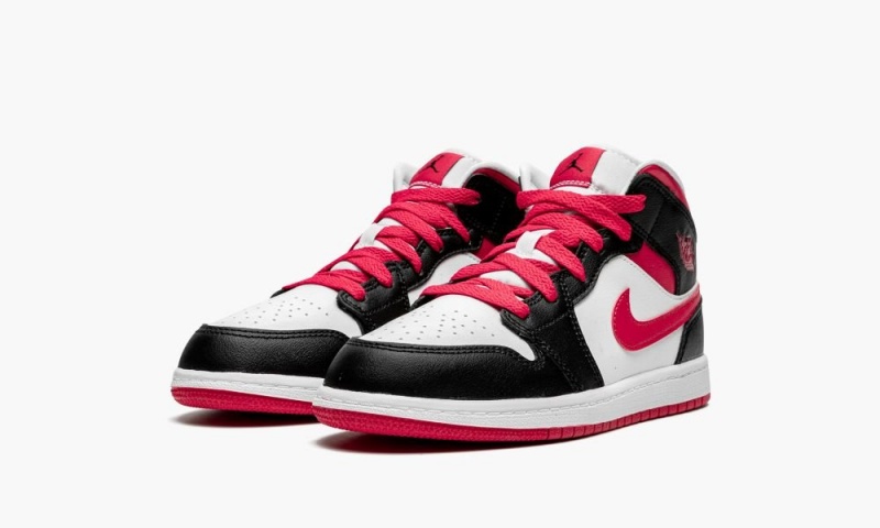 Nike Air Jordan 1 Mid PS 'White / Very Berry' Schoenen Kinderen Zwart Wit Rood Nederland | 503469-QFT
