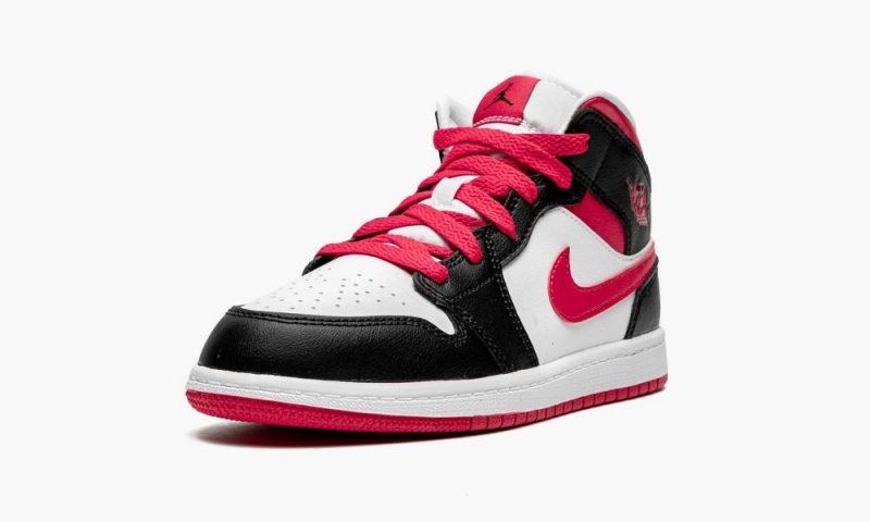 Nike Air Jordan 1 Mid PS 'White / Very Berry' Schoenen Kinderen Zwart Wit Rood Nederland | 503469-QFT