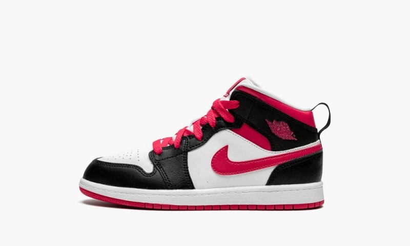 Nike Air Jordan 1 Mid PS \'White / Very Berry\' Schoenen Kinderen Zwart Wit Rood Nederland | 503469-QFT