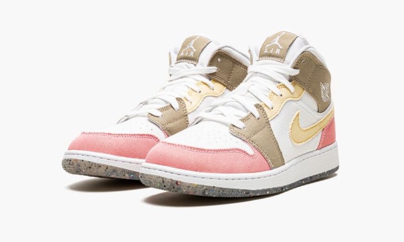 Nike Air Jordan 1 Mid 'Pastel Vivid Green Grind' Schoenen Kinderen Wit Groen Roze Bruin Nederland | 291043-EDW