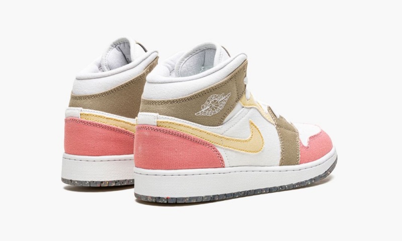 Nike Air Jordan 1 Mid 'Pastel Vivid Green Grind' Schoenen Kinderen Wit Groen Roze Bruin Nederland | 291043-EDW