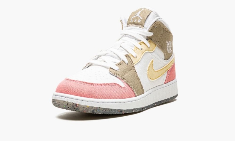Nike Air Jordan 1 Mid 'Pastel Vivid Green Grind' Schoenen Kinderen Wit Groen Roze Bruin Nederland | 291043-EDW