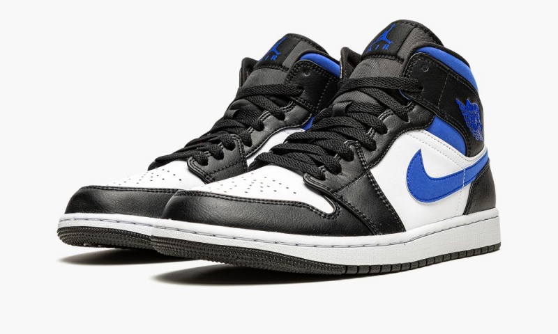Nike Air Jordan 1 Mid 'Racer Blue / Black / White' Schoenen Heren Wit Blauw Zwart Nederland | 021684-VQD