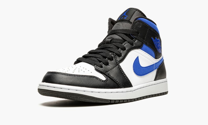 Nike Air Jordan 1 Mid 'Racer Blue / Black / White' Schoenen Heren Wit Blauw Zwart Nederland | 021684-VQD