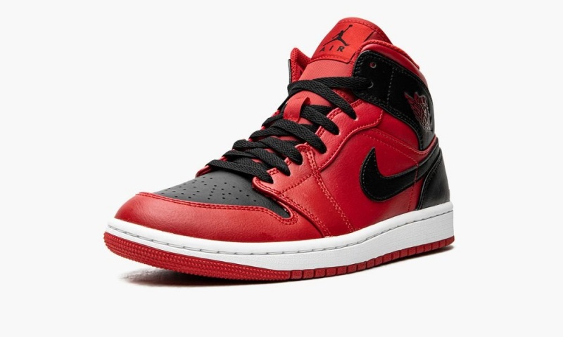 Nike Air Jordan 1 Mid 'Reverse Bred' Schoenen Heren Rood Zwart Wit Nederland | 136805-CKQ