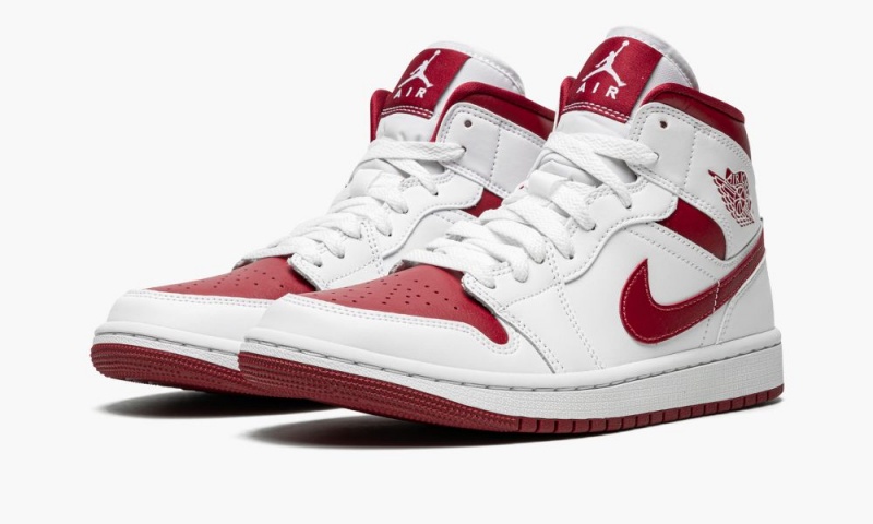 Nike Air Jordan 1 Mid 'Reverse Chicago' Schoenen Dames Wit Bordeaux Wit Nederland | 392750-GDR