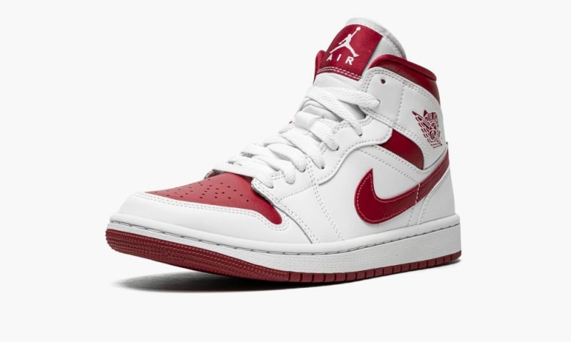 Nike Air Jordan 1 Mid 'Reverse Chicago' Schoenen Dames Wit Bordeaux Wit Nederland | 392750-GDR
