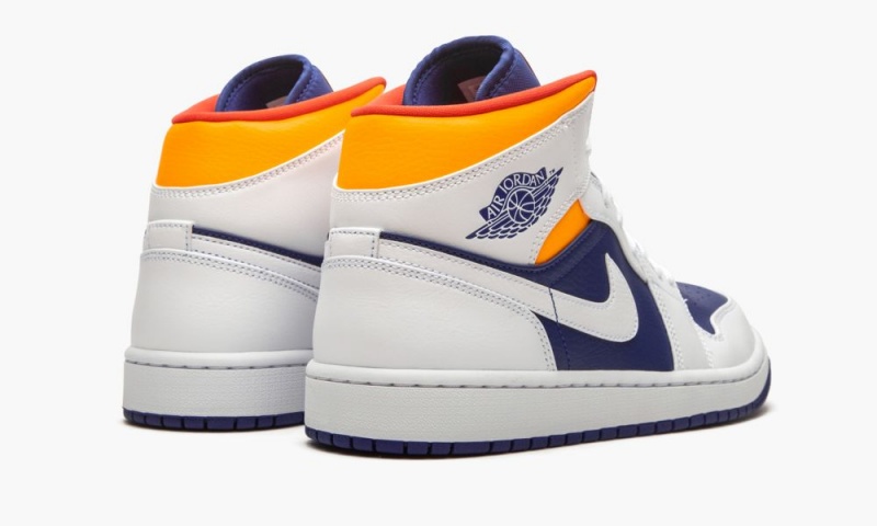 Nike Air Jordan 1 Mid 'Royal Blue / Laser Orange' Schoenen Heren Wit Oranje Nederland | 475302-DFY