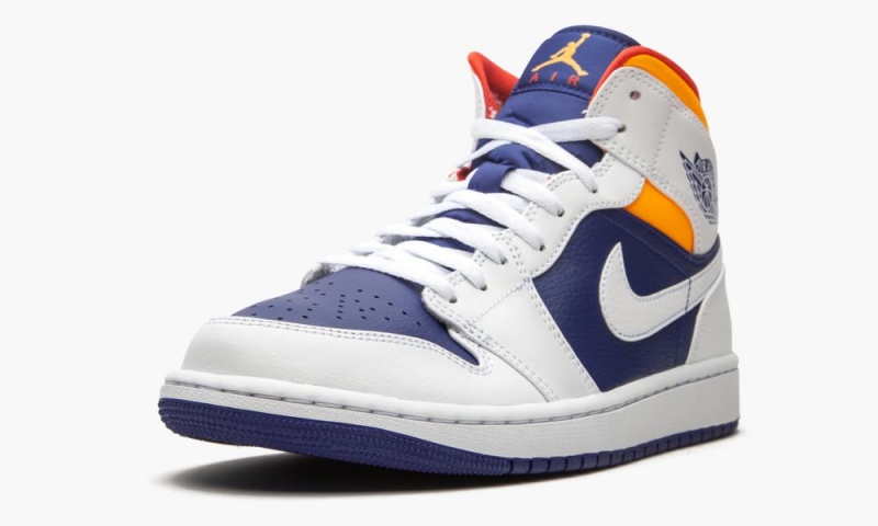Nike Air Jordan 1 Mid 'Royal Blue / Laser Orange' Schoenen Heren Wit Oranje Nederland | 475302-DFY