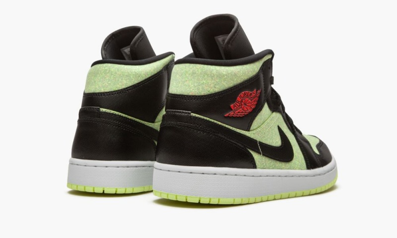 Nike Air Jordan 1 Mid SE 'Barely Volt / Chile Red' Schoenen Dames Zwart Rood Groen Nederland | 258960-VUW