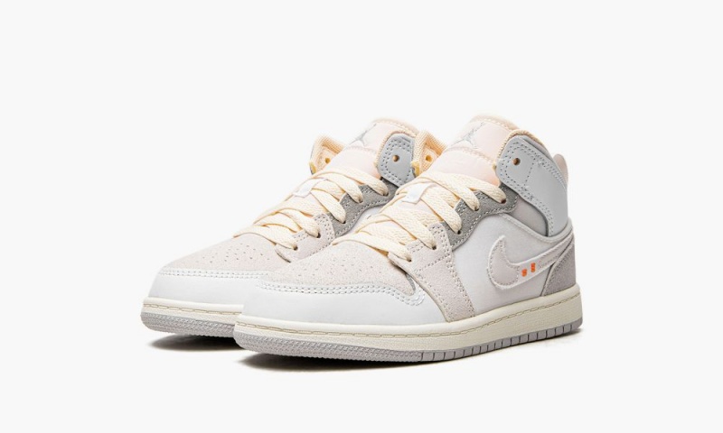 Nike Air Jordan 1 Mid SE Craft PS Schoenen Kinderen Wit Grijs Nederland | 693817-DMJ