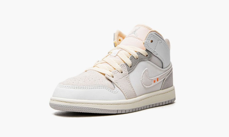 Nike Air Jordan 1 Mid SE Craft PS Schoenen Kinderen Wit Grijs Nederland | 693817-DMJ