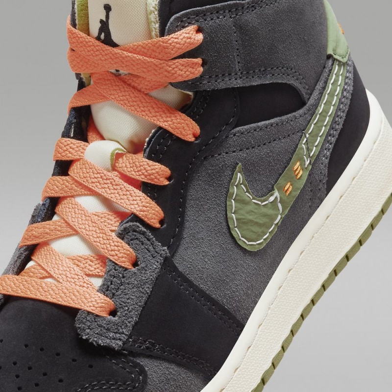 Nike Air Jordan 1 Mid SE Craft Schoenen Kinderen Donkergrijs Zwart Blauw Lichtolijfgroen Nederland | 240935-EQC