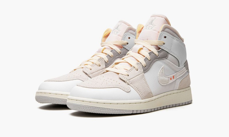 Nike Air Jordan 1 Mid SE Craft Schoenen Kinderen Wit Grijs Nederland | 245918-AMI