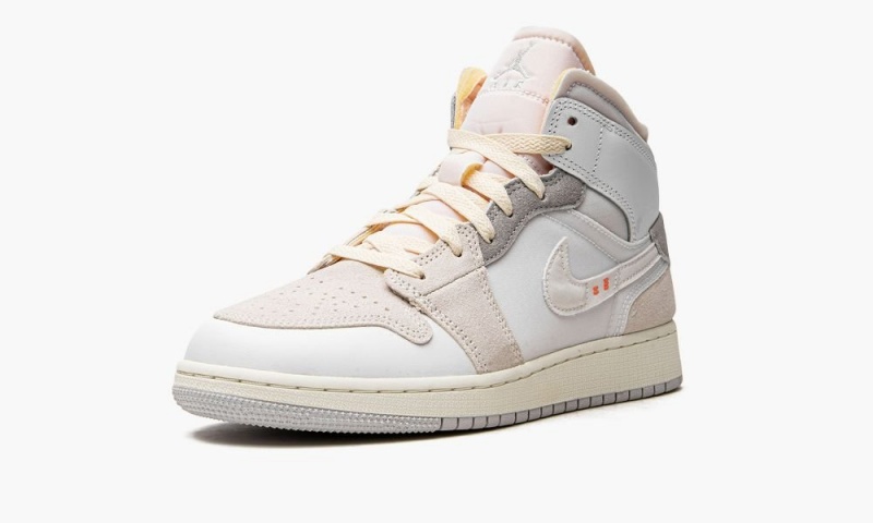 Nike Air Jordan 1 Mid SE Craft Schoenen Kinderen Wit Grijs Nederland | 245918-AMI