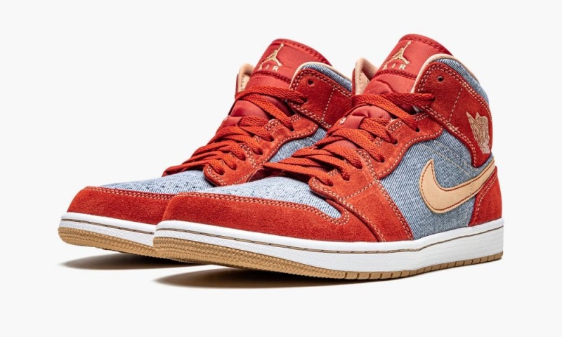 Nike Air Jordan 1 Mid SE 'Denim Red Suede' Schoenen Heren Rood Wit Nederland | 293045-RSE