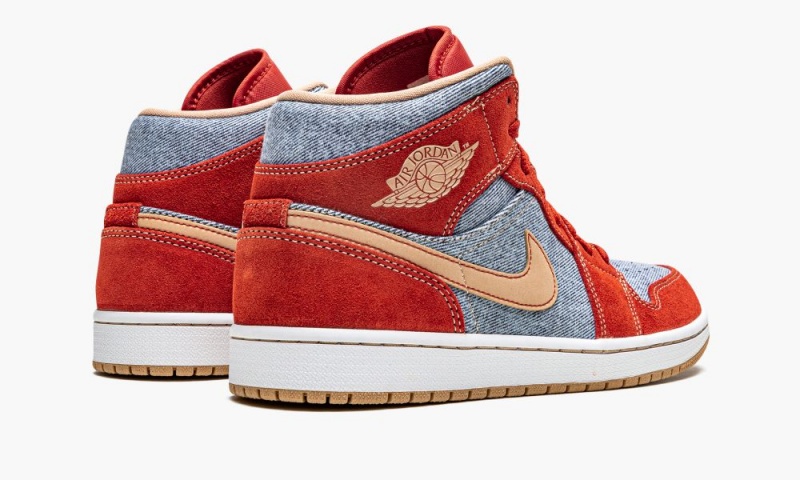 Nike Air Jordan 1 Mid SE 'Denim Red Suede' Schoenen Heren Rood Wit Nederland | 293045-RSE