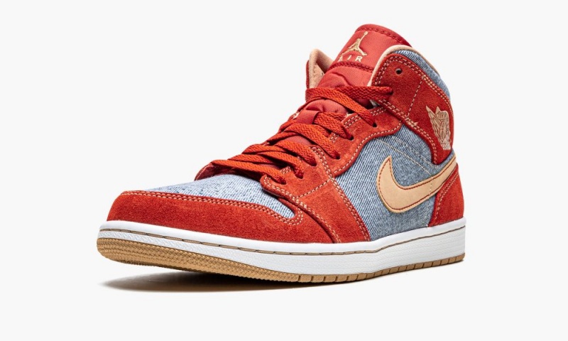 Nike Air Jordan 1 Mid SE 'Denim Red Suede' Schoenen Heren Rood Wit Nederland | 293045-RSE
