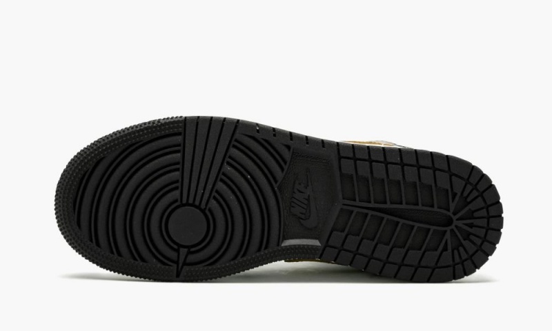 Nike Air Jordan 1 Mid SE (GS) 'Black Gold Lak Leren' Schoenen Kinderen Zwart Metal Goud Wit Nederland | 358147-RMZ
