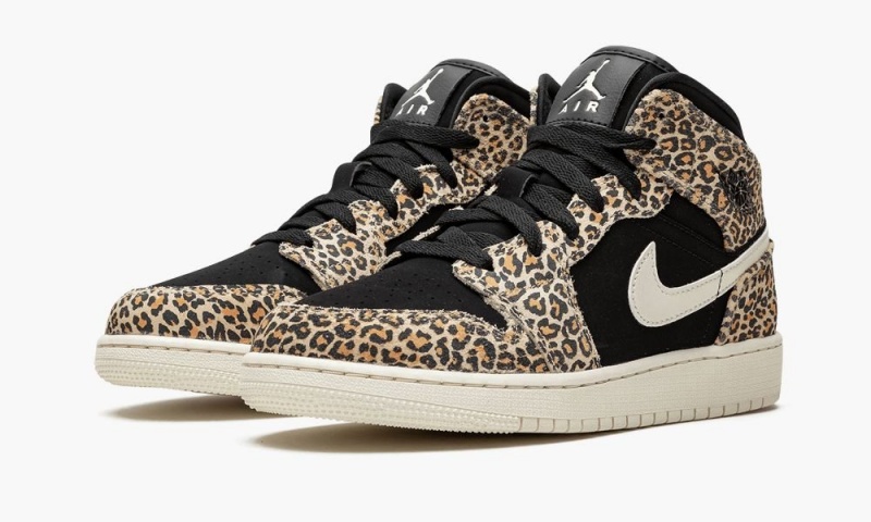 Nike Air Jordan 1 Mid SE (GS) 'Cheetah' Schoenen Kinderen Zwart Wit Nederland | 830167-VOJ