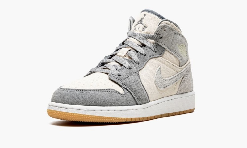 Nike Air Jordan 1 Mid SE GS 'Coconut Milk / Particle Grey' Schoenen Kinderen Grijs Nederland | 183076-BPV