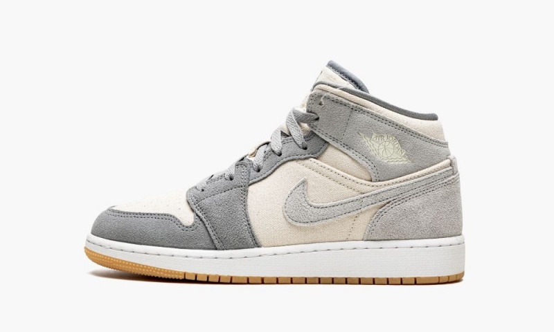 Nike Air Jordan 1 Mid SE GS \'Coconut Milk / Particle Grey\' Schoenen Kinderen Grijs Nederland | 183076-BPV