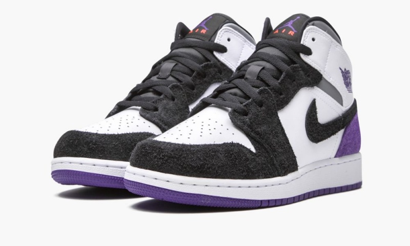 Nike Air Jordan 1 Mid SE GS 'Court Purple Suede' Schoenen Kinderen Wit Paars Zwart Nederland | 962730-ORN