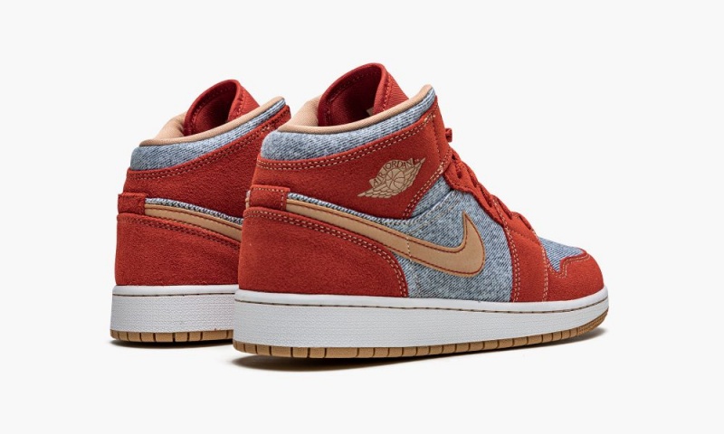Nike Air Jordan 1 Mid SE GS 'Denim / Red Suede' Schoenen Kinderen Rood Wit Nederland | 019256-EJV
