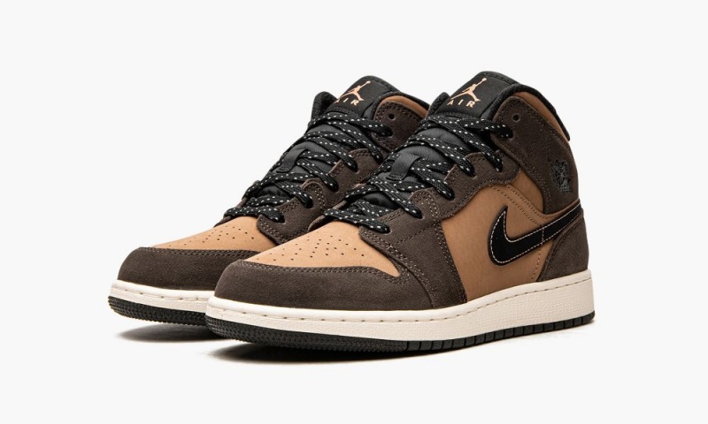 Nike Air Jordan 1 Mid SE GS 'Earth Tone' Schoenen Kinderen Donkerchocola Rood Nederland | 802549-VBZ