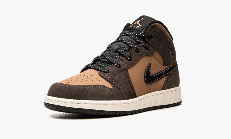 Nike Air Jordan 1 Mid SE GS 'Earth Tone' Schoenen Kinderen Donkerchocola Rood Nederland | 802549-VBZ