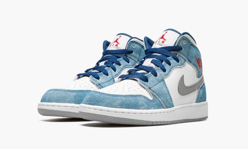 Nike Air Jordan 1 Mid SE GS 'French Blue' Schoenen Kinderen Blauw Rood Wit Nederland | 154760-DUE