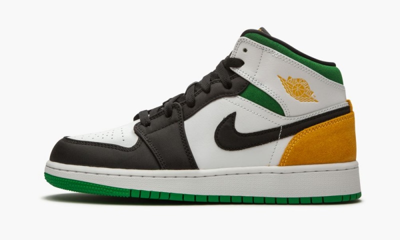 Nike Air Jordan 1 Mid SE (GS) \'Laser Orange / Lucky Green\' Schoenen Kinderen Wit Oranje Zwart Nederland | 713258-HVB