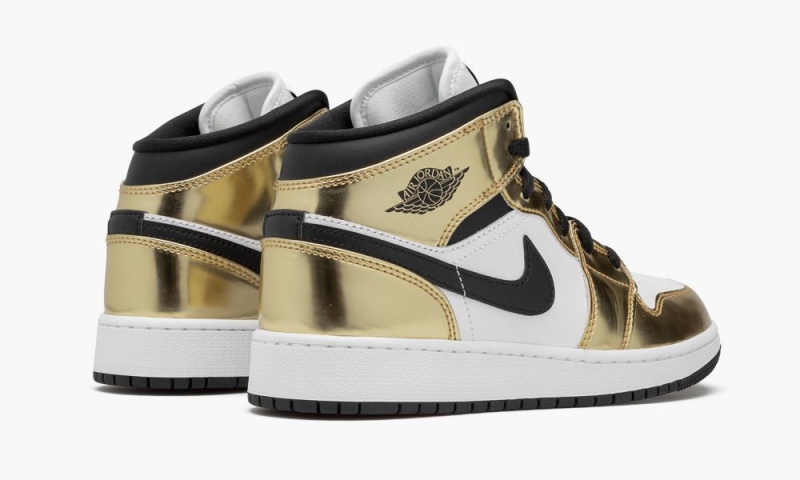 Nike Air Jordan 1 Mid SE GS 'Metallic Gold' Schoenen Kinderen Metal Goud Zwart Wit Nederland | 023475-QYZ