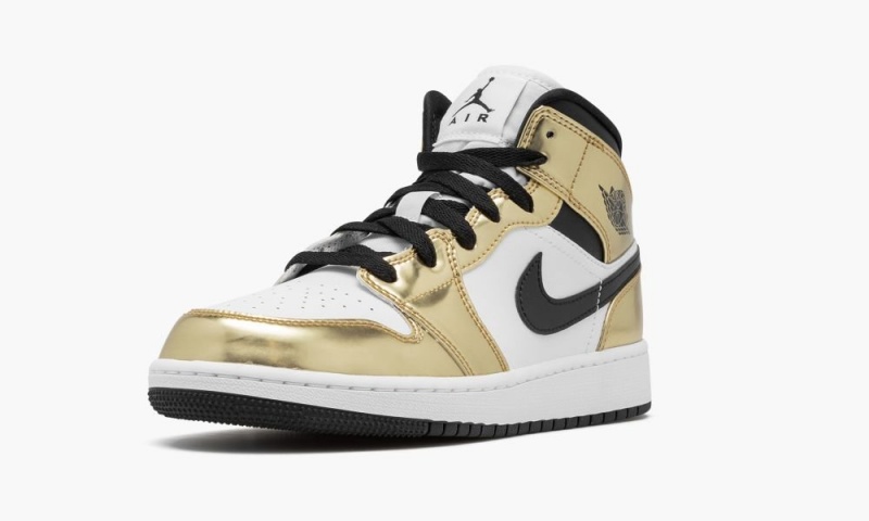 Nike Air Jordan 1 Mid SE GS 'Metallic Gold' Schoenen Kinderen Metal Goud Zwart Wit Nederland | 023475-QYZ