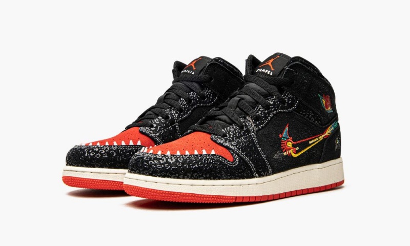 Nike Air Jordan 1 Mid SE GS 'Siempre Familia' Schoenen Kinderen Zwart Rood Nederland | 790413-SMV