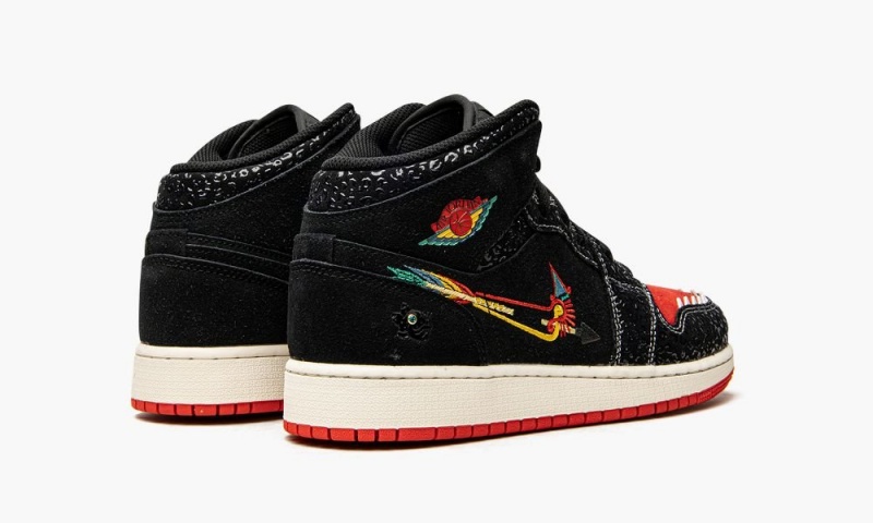 Nike Air Jordan 1 Mid SE GS 'Siempre Familia' Schoenen Kinderen Zwart Rood Nederland | 790413-SMV