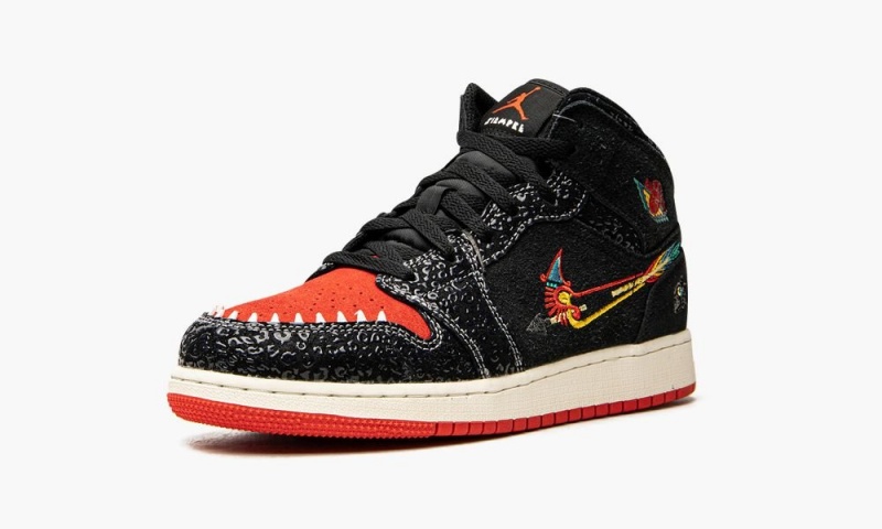 Nike Air Jordan 1 Mid SE GS 'Siempre Familia' Schoenen Kinderen Zwart Rood Nederland | 790413-SMV