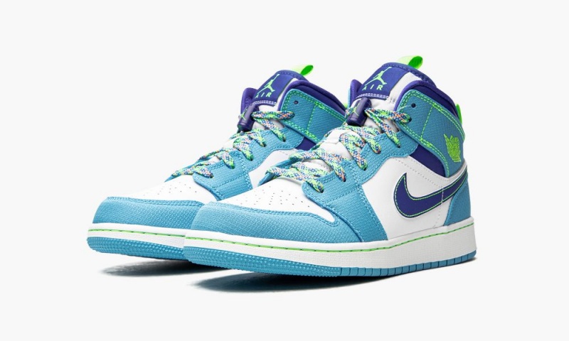 Nike Air Jordan 1 Mid SE GS 'Sprite Blue' Schoenen Kinderen Wit Blauw Nederland | 403975-RXL
