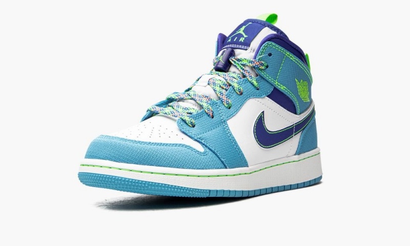 Nike Air Jordan 1 Mid SE GS 'Sprite Blue' Schoenen Kinderen Wit Blauw Nederland | 403975-RXL