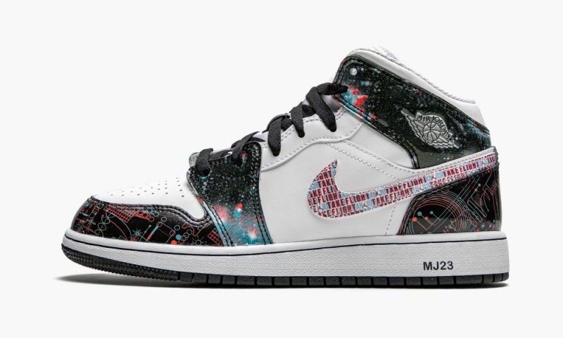 Nike Air Jordan 1 Mid SE GS \'Take Flight\' Schoenen Kinderen Wit Lichtrood Blauw Nederland | 134759-EQJ