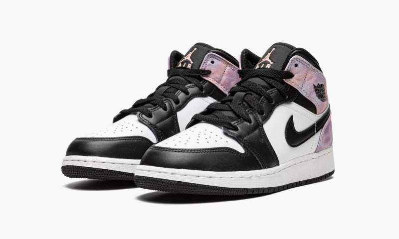 Nike Air Jordan 1 Mid SE GS 'Tie Dye' Schoenen Kinderen Zwart Koraal Wit Nederland | 049635-KZE