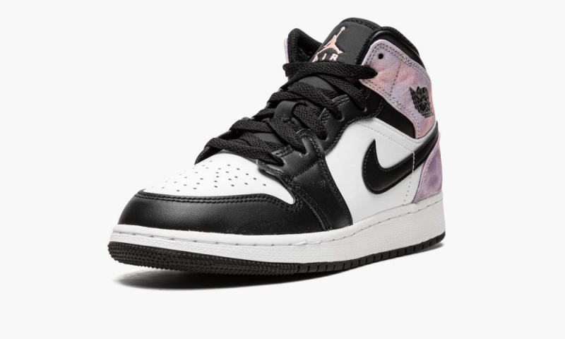 Nike Air Jordan 1 Mid SE GS 'Tie Dye' Schoenen Kinderen Zwart Koraal Wit Nederland | 049635-KZE