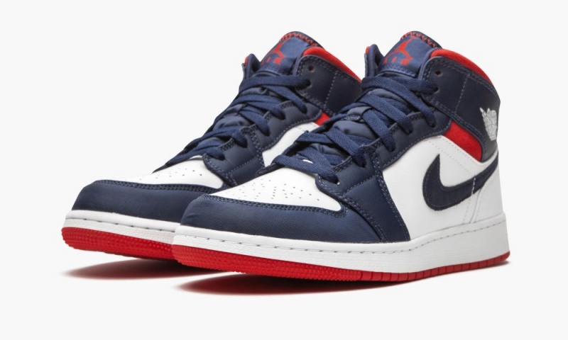 Nike Air Jordan 1 Mid SE GS 'USA' Schoenen Kinderen Donkerblauw Wit Rood Nederland | 271698-QIU