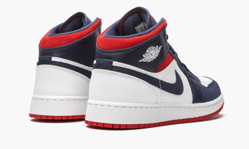 Nike Air Jordan 1 Mid SE GS 'USA' Schoenen Kinderen Donkerblauw Wit Rood Nederland | 271698-QIU