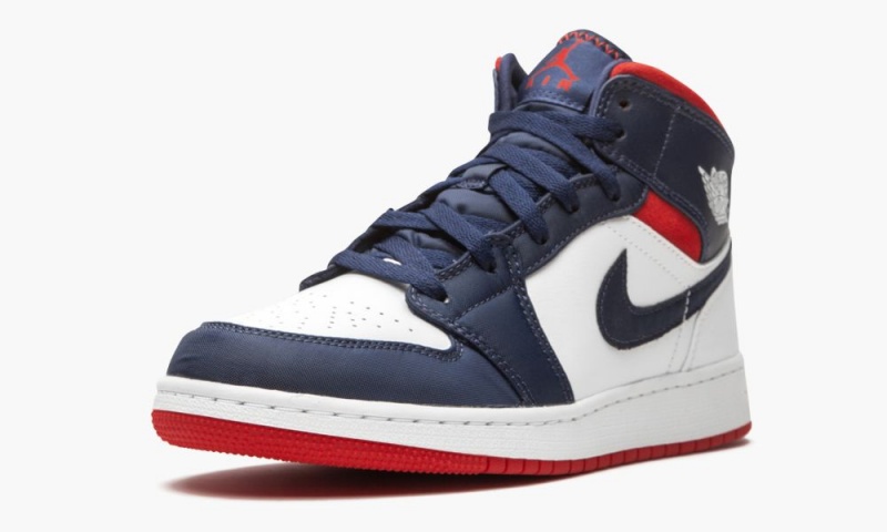 Nike Air Jordan 1 Mid SE GS 'USA' Schoenen Kinderen Donkerblauw Wit Rood Nederland | 271698-QIU