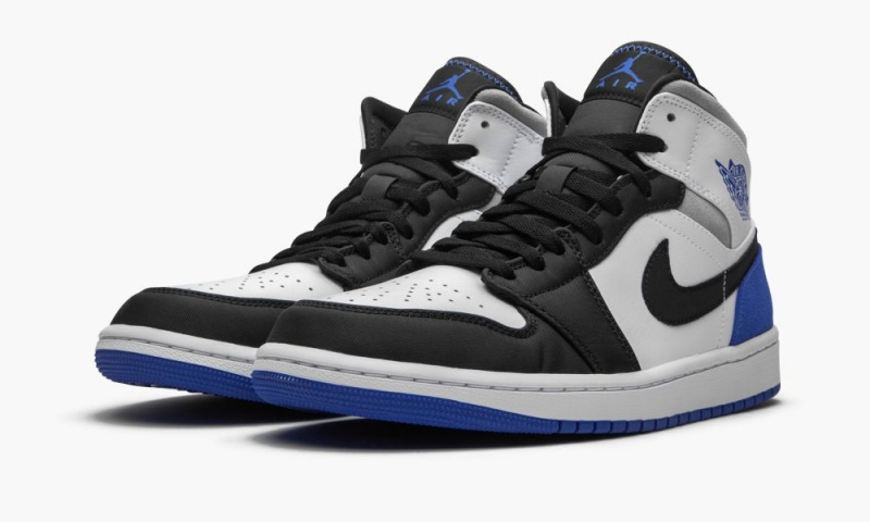 Nike Air Jordan 1 Mid SE 'Game Royal Black Neus' Schoenen Heren Wit Koningsblauw Zwart Nederland | 458769-BTA