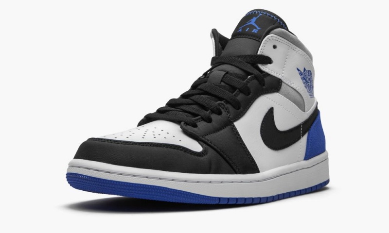 Nike Air Jordan 1 Mid SE 'Game Royal Black Neus' Schoenen Heren Wit Koningsblauw Zwart Nederland | 458769-BTA