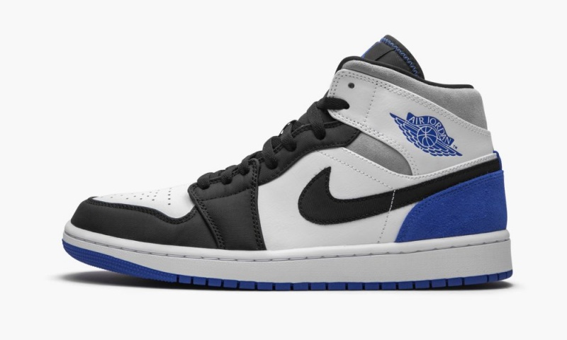 Nike Air Jordan 1 Mid SE \'Game Royal Black Neus\' Schoenen Heren Wit Koningsblauw Zwart Nederland | 458769-BTA