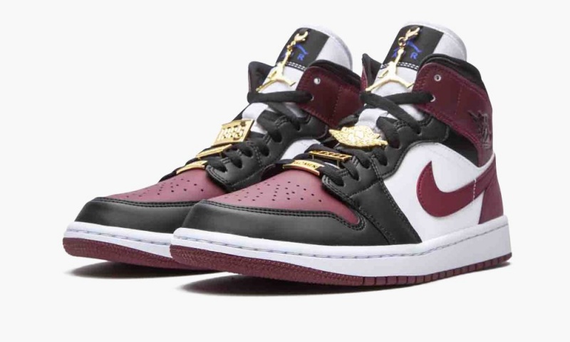 Nike Air Jordan 1 Mid SE 'Gold Pendants' Schoenen Dames Zwart Rood Wit Nederland | 830697-WHO